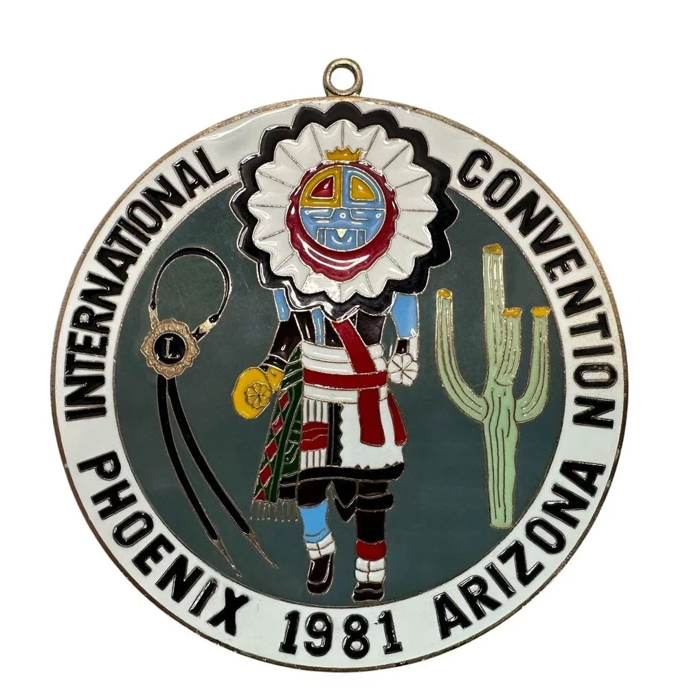 LYONS International Convention Medallion‎ Award 1981 VTG Kachina Metal Enamel AZ